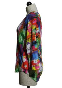 Nally & Millie - Women's Striped Floral V Neck Top