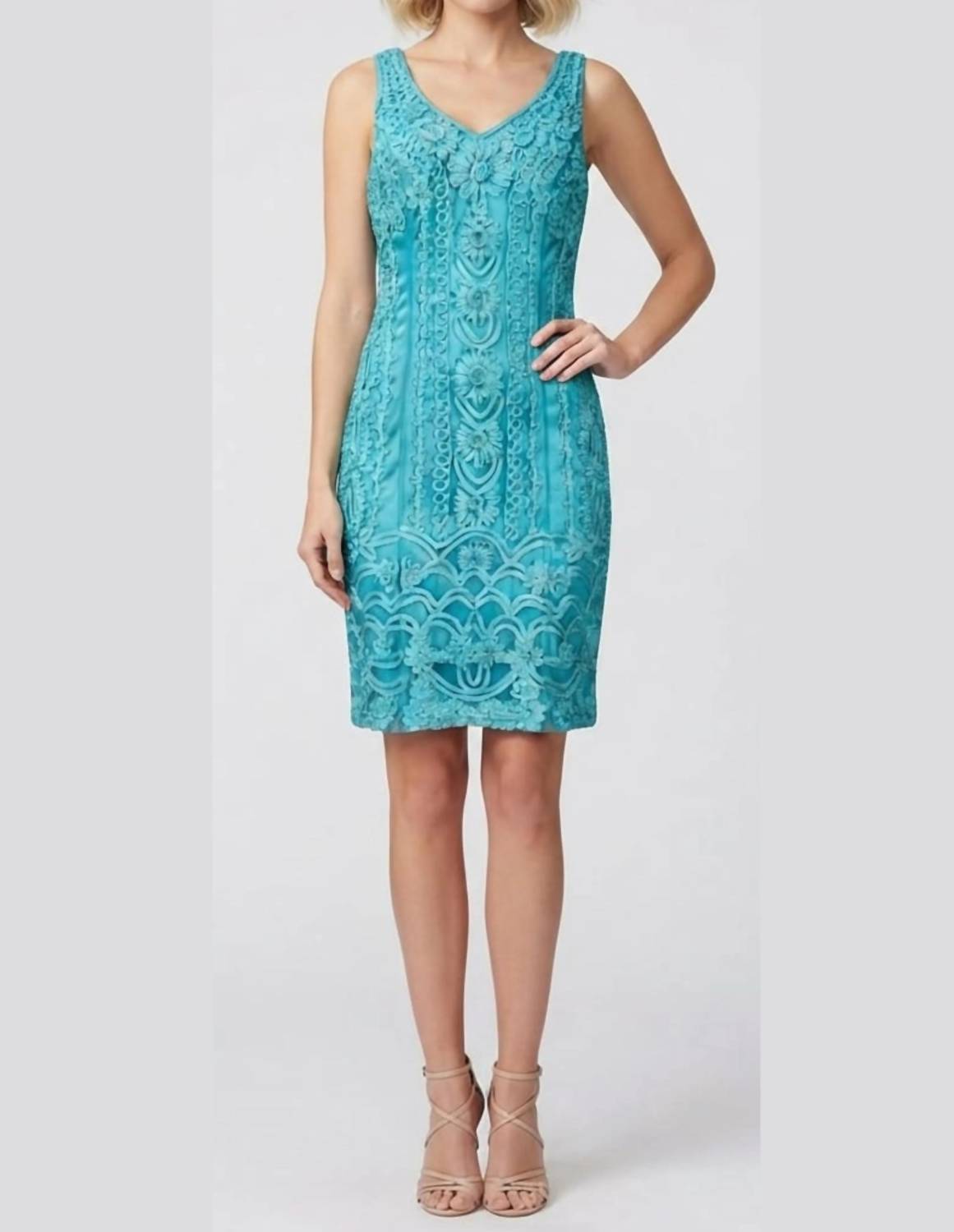 Sue Wong - Embroidered Lace Cocktail Dress