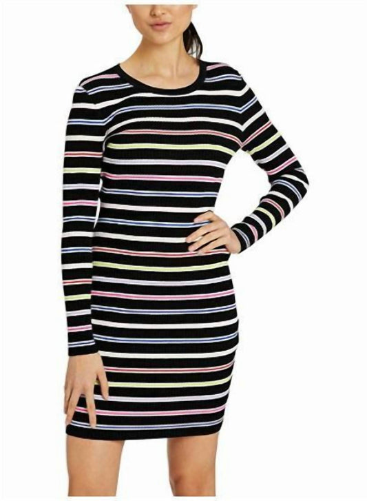 Milly - Stripe Knit Stretch Bodycon Long Sleeve Mini Dress