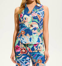 Fdj - Perrine Printed Eyelet Sleeveless Shirt