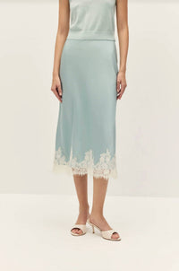 Elodie - Women's Enid Lace Satin Midi Skirt