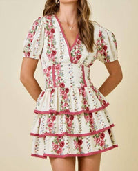 Day + Moon - Floral Print Ruffle Dress