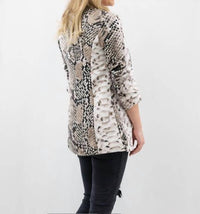 Venti6 - Ruched Sleeve Snakeskin Blazer