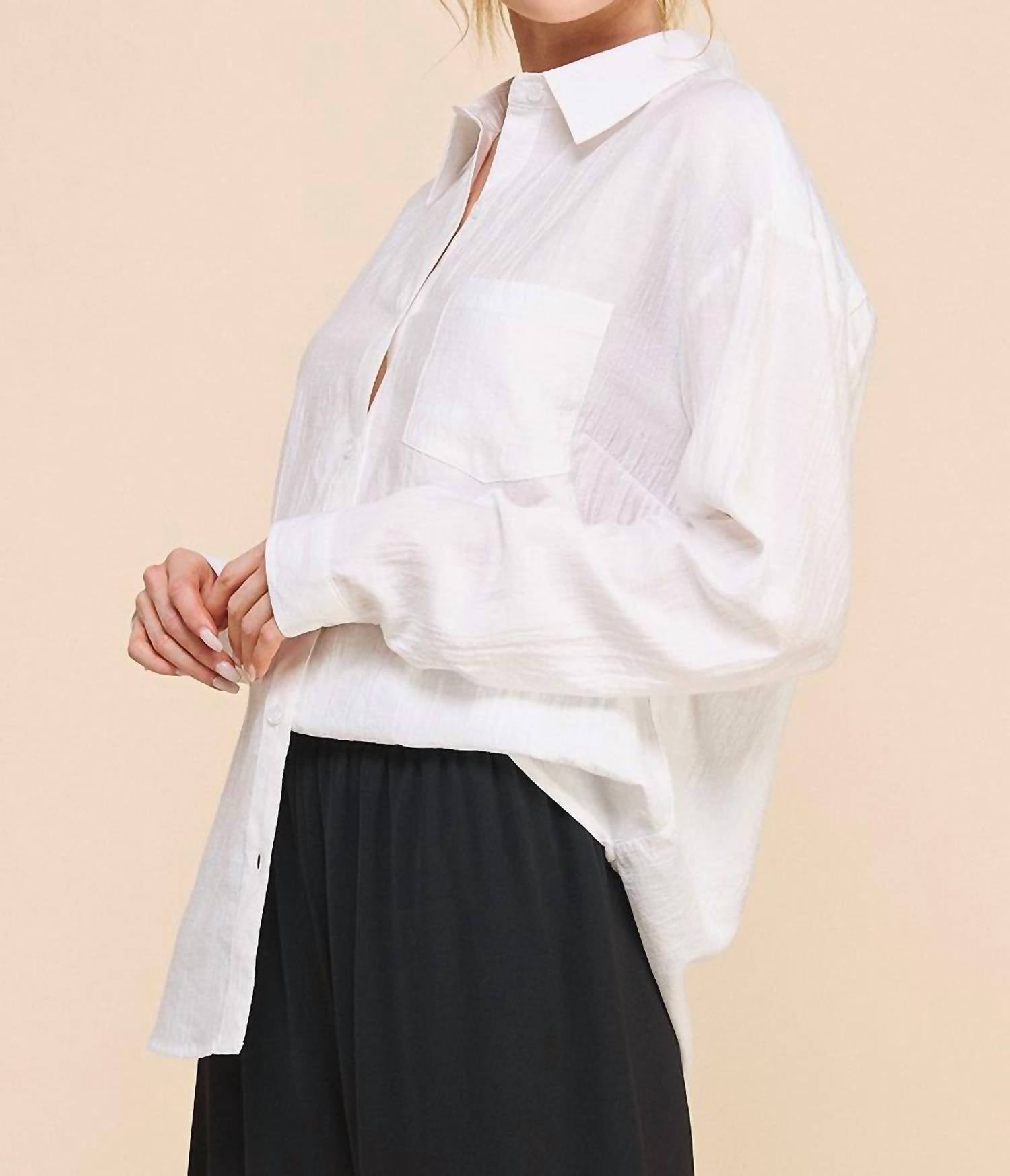 Allie Rose - Esme Textured Button Front Shirt