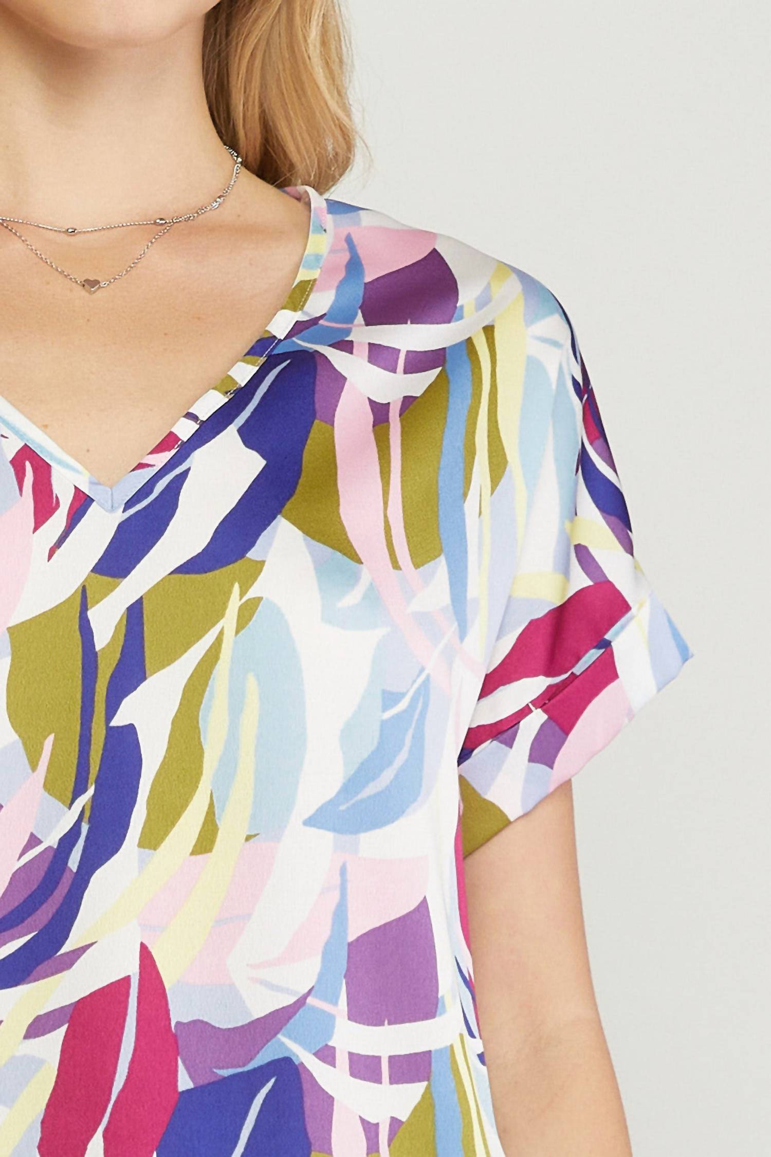 Entro - Abstract Double V-Neck Top