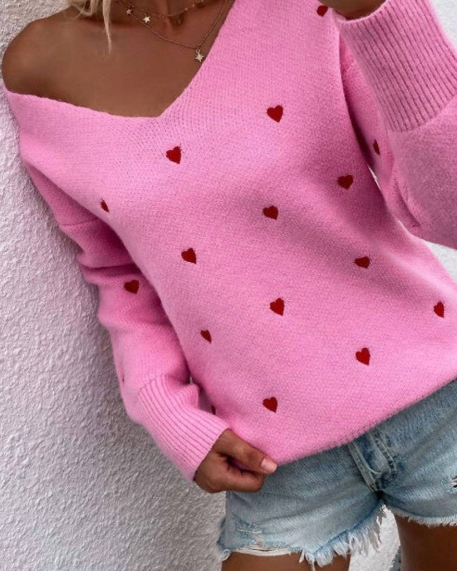Miss Sparkling - V- Neck Embroidered Sweater