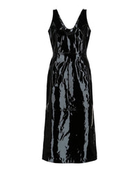 Salvatore Ferragamo - Women's Scoop Neck Patent Leather Midi Dress