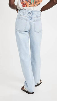 GOOD AMERICAN Mid Rise Straight Leg 90's Jean in blue - women's jeans - alternate view