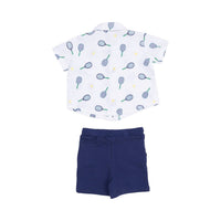 Angel Dear - Tennis Button Down Polo Muslin With French Terry Short