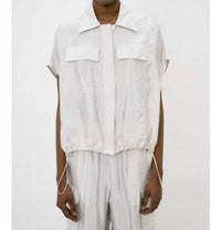 Meimeij - Satin Short Sleeve Collar Shirt