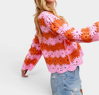 Bibi - Flower Crochet Knit Top