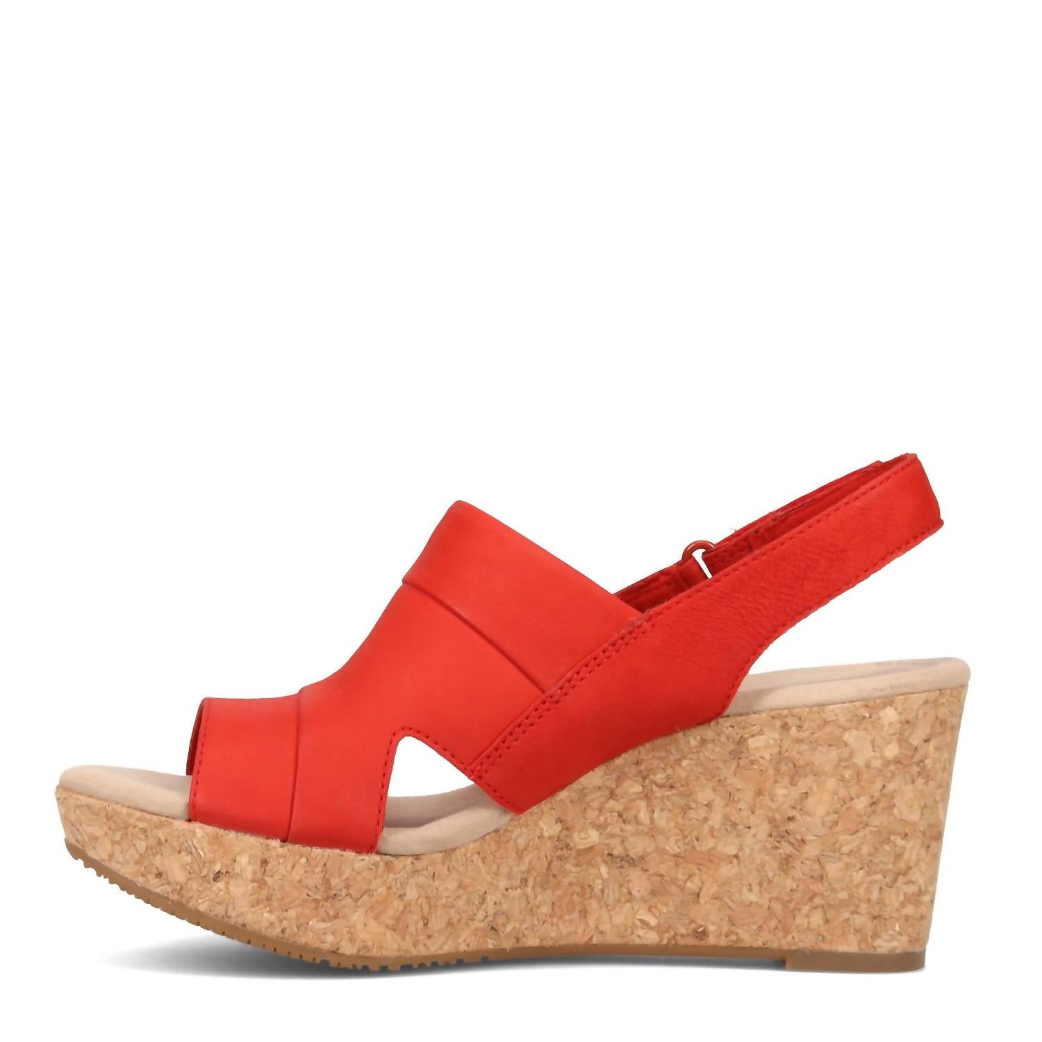 Clarks Women's Annadel Wedge Sandal in red - women's shoe - detail view