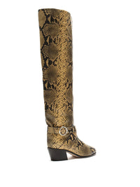 JIMMY CHOO Women's Beca 45mm Snake Print Boots in yellow - women's shoe - alternate view