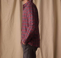 The Normal Brand Hudson Double Brushed Flannel Shirt in mineral red plaid - men's shirt - alternate view