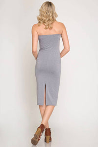 She + Sky - Strapless Basic Tube Midi Dress