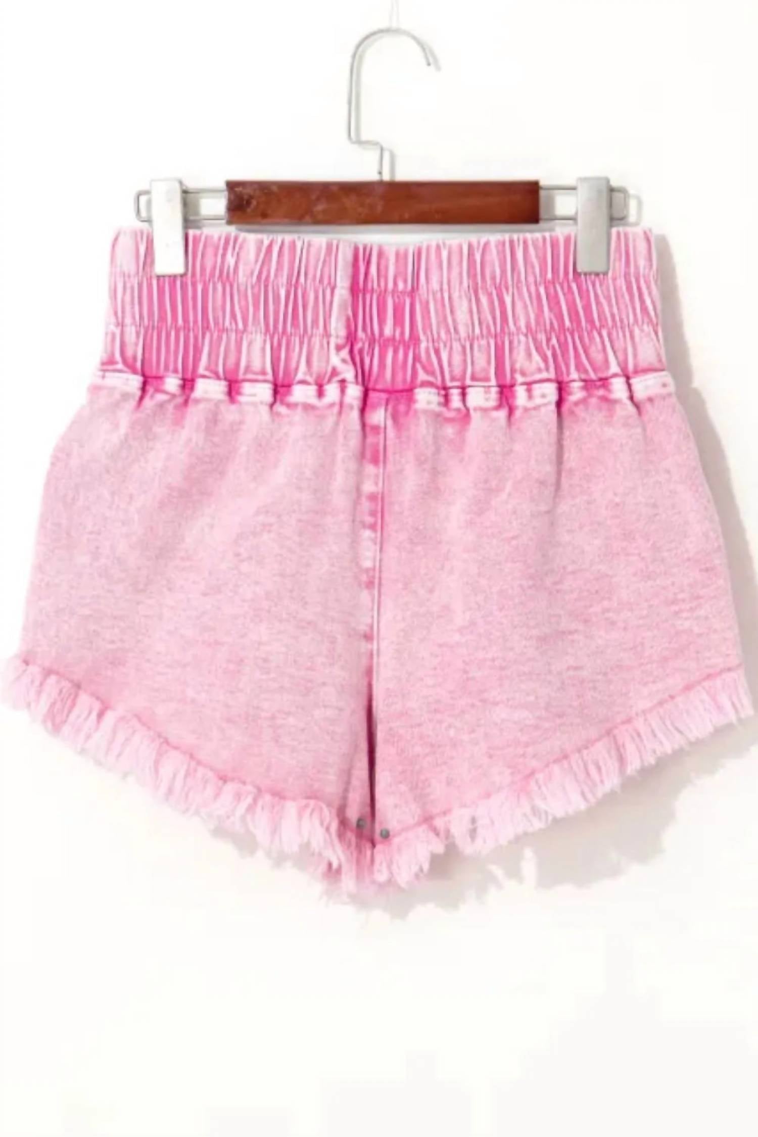 Lovesoft - Smocked Waistband Frayed Denim Skort