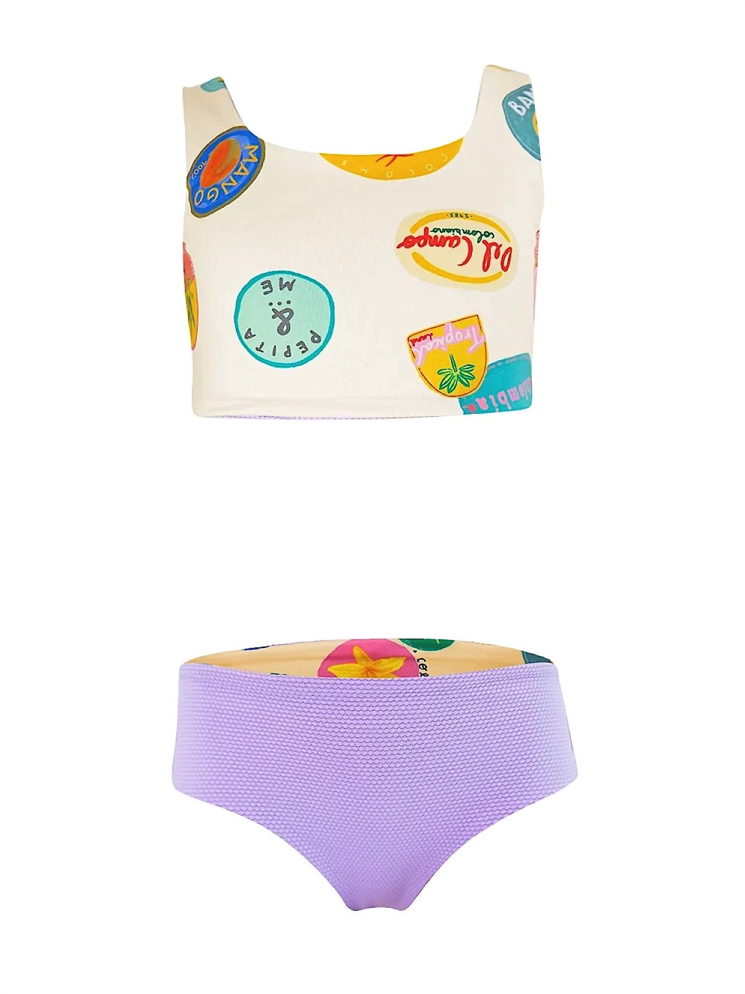 Pepita & Me Sun And Moon Bikini Set in plaza de mercardo crudo - kids' bikini - alternate view