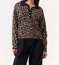 Brodie Cashmere - Leopard Polo Top