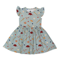Emerson And Friends - Girl's Play Ball Baseball Short Sleeve Bamboo Twirl Dress
