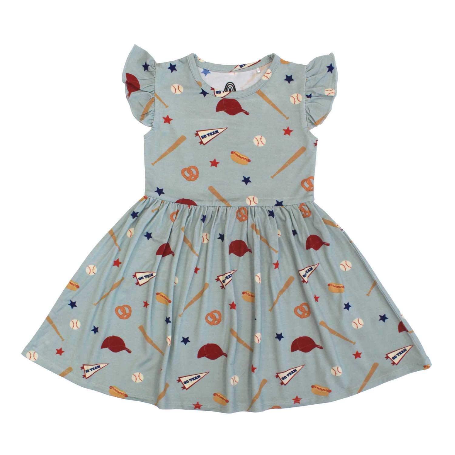 Emerson And Friends - Girl's Play Ball Baseball Short Sleeve Bamboo Twirl Dress