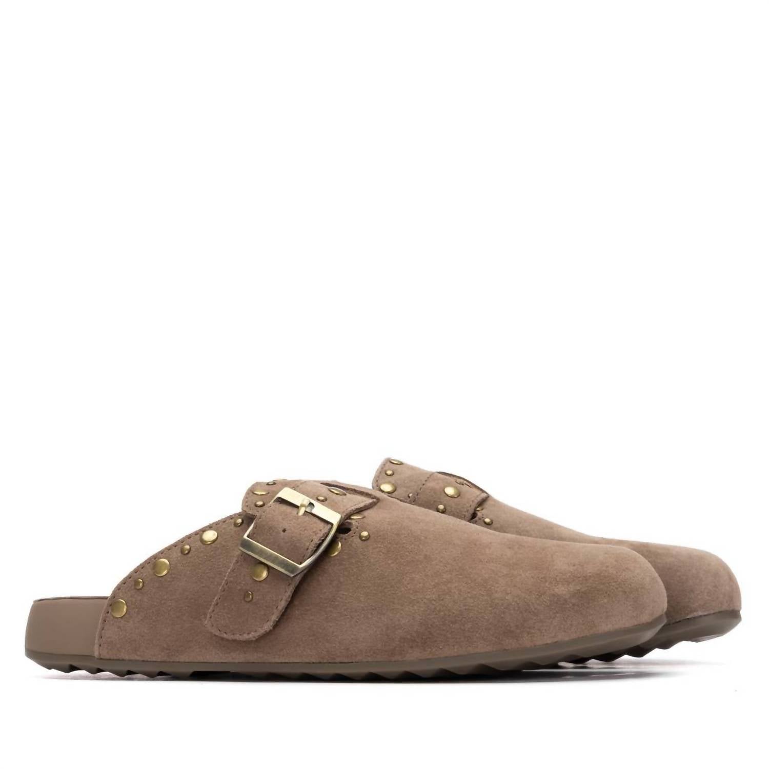 Xti Women's Suede Clog in beige - women's shoe - detail view