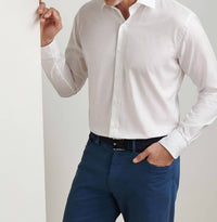 PETER MILLAR Highlands Soft Twill Cotton Shirt in white - men's shirt