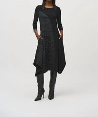 Joseph Ribkoff - Textured Asymmetrical Handkerchief Midi Dress