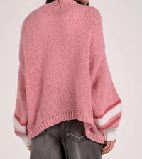 ELAN Loose-knit Cardigan in pink - women's cardigan - detail view