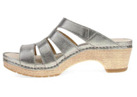 dansko Women's Lyndi Metallic Sandal in platino - women's sandal - detail view