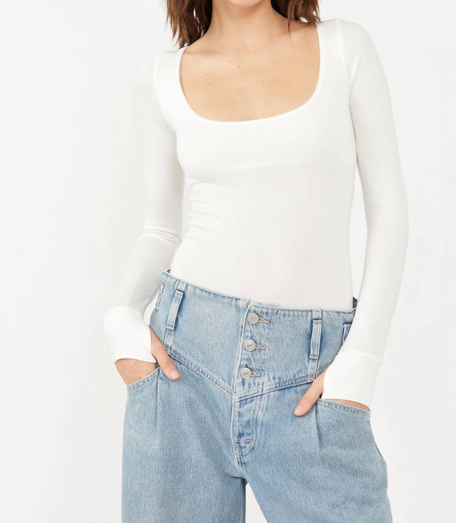 Free People - Settle In Scoop Neck Bodysuit