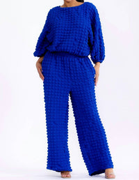 Karen T Design - Relaxed-fit Top With Trendy Balloon Sleeves And Wide-leg Pants
