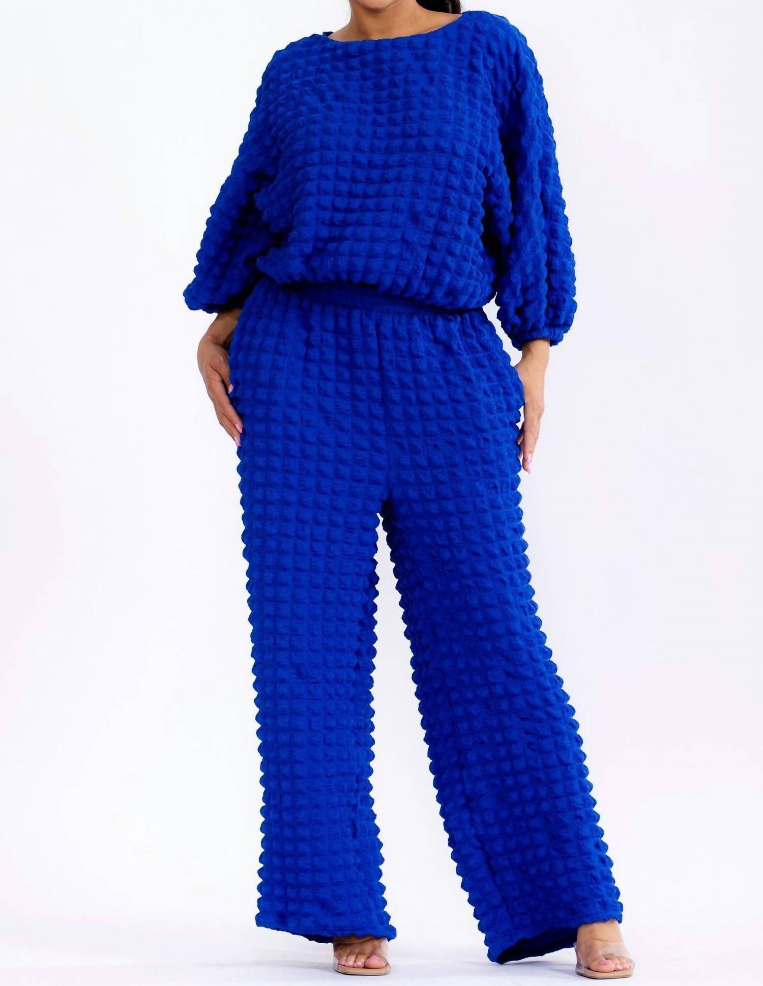 Karen T Design - Relaxed-fit Top With Trendy Balloon Sleeves And Wide-leg Pants