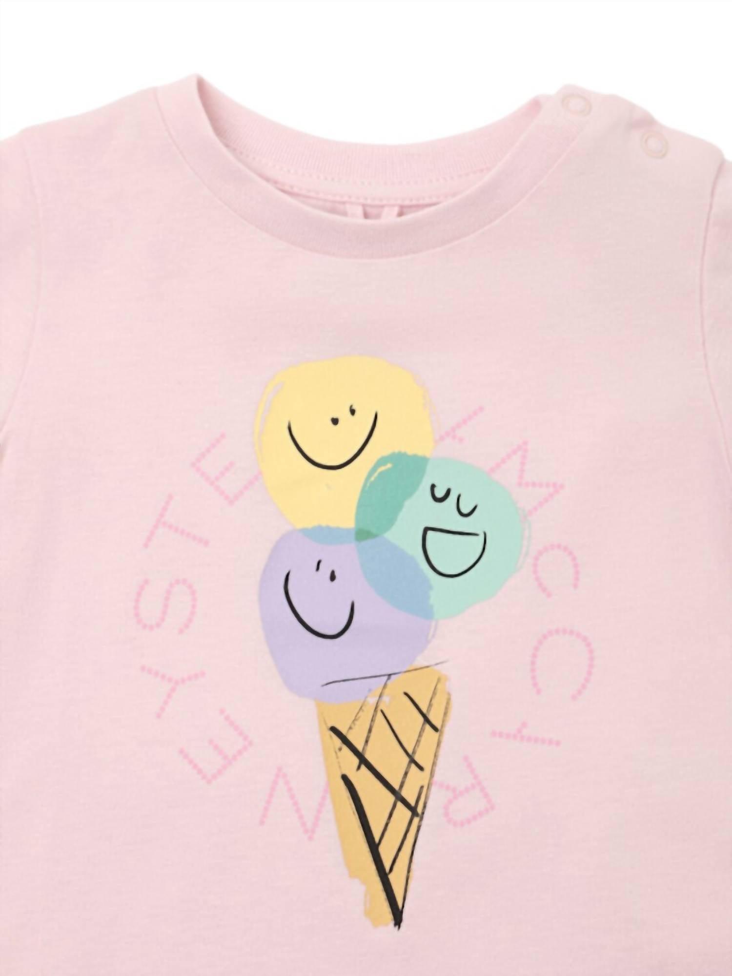 Stella Mccartney - Baby Girl Short Ssleeve T-shirt With Ice Cream Logo Disk Print
