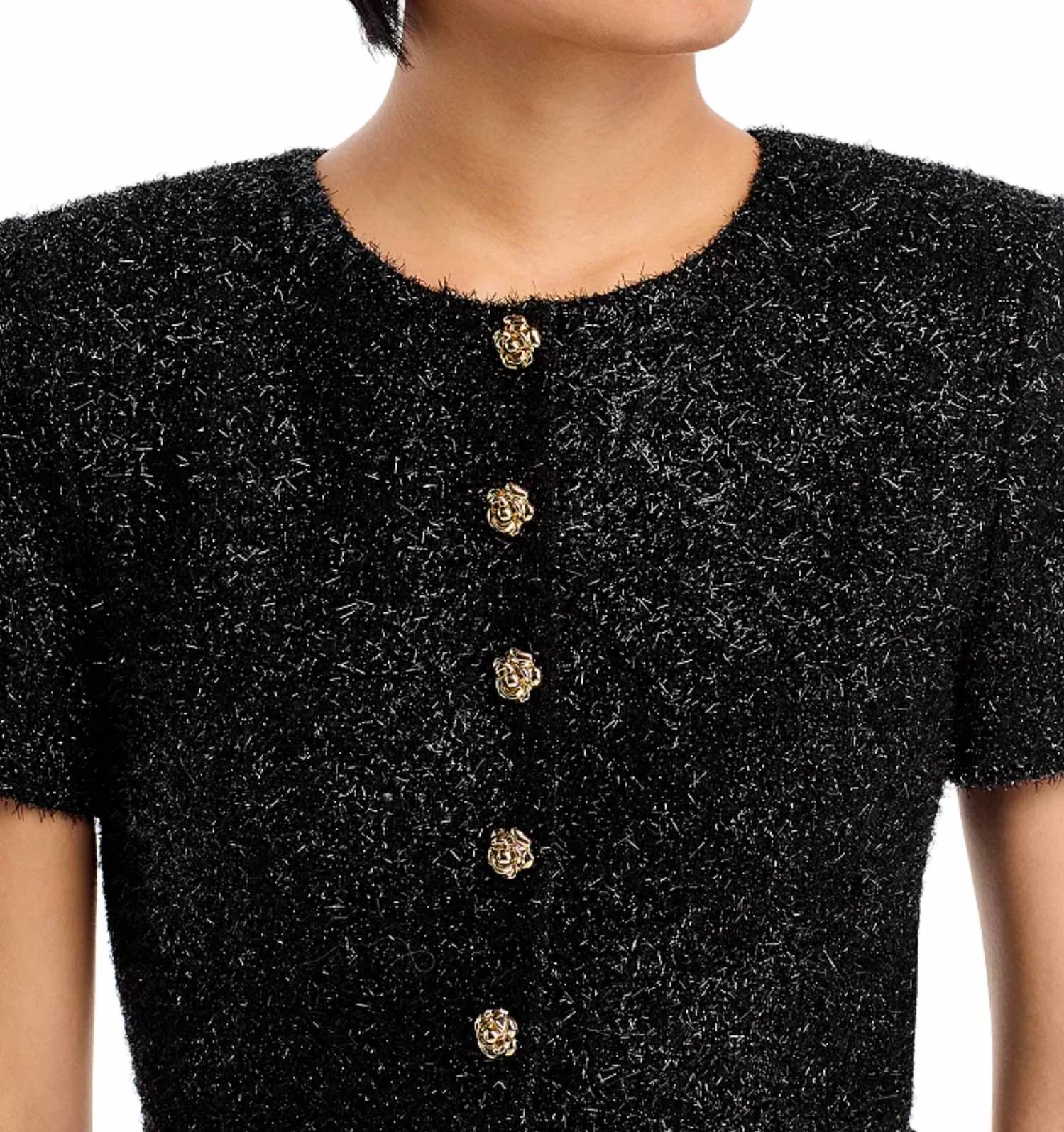Self-Portrait - Bouclé Metallic Tinsel Jumpsuit