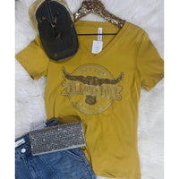 Crystallized By Sparkle - Women's Ranch Rhinestone Bling V-neck Tee