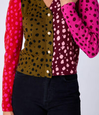 Crosby by Mollie Burch Jovie Cardigan in spotted colorblock - women's cardigan - alternate view