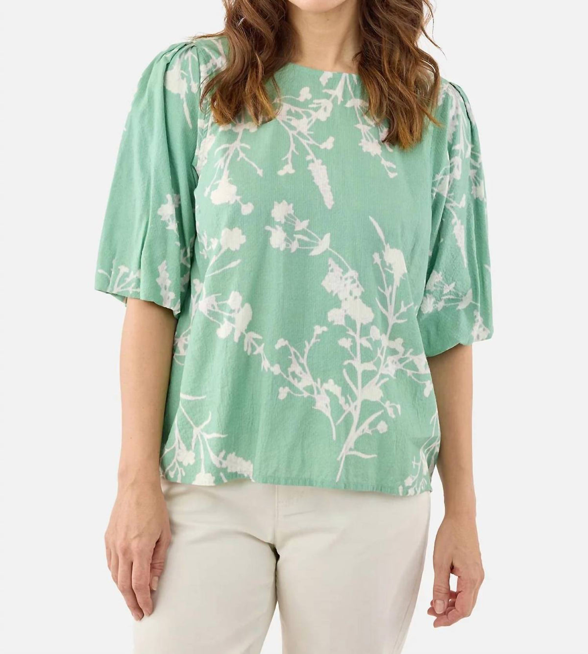 Jensen - Printed Seersucker Blouse