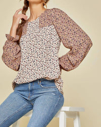 Andree By Unit - Two-Tone Floral Blouse