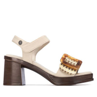 REFRESH Women's Mid Heel Strap Sandals in beige - women's sandal - detail view
