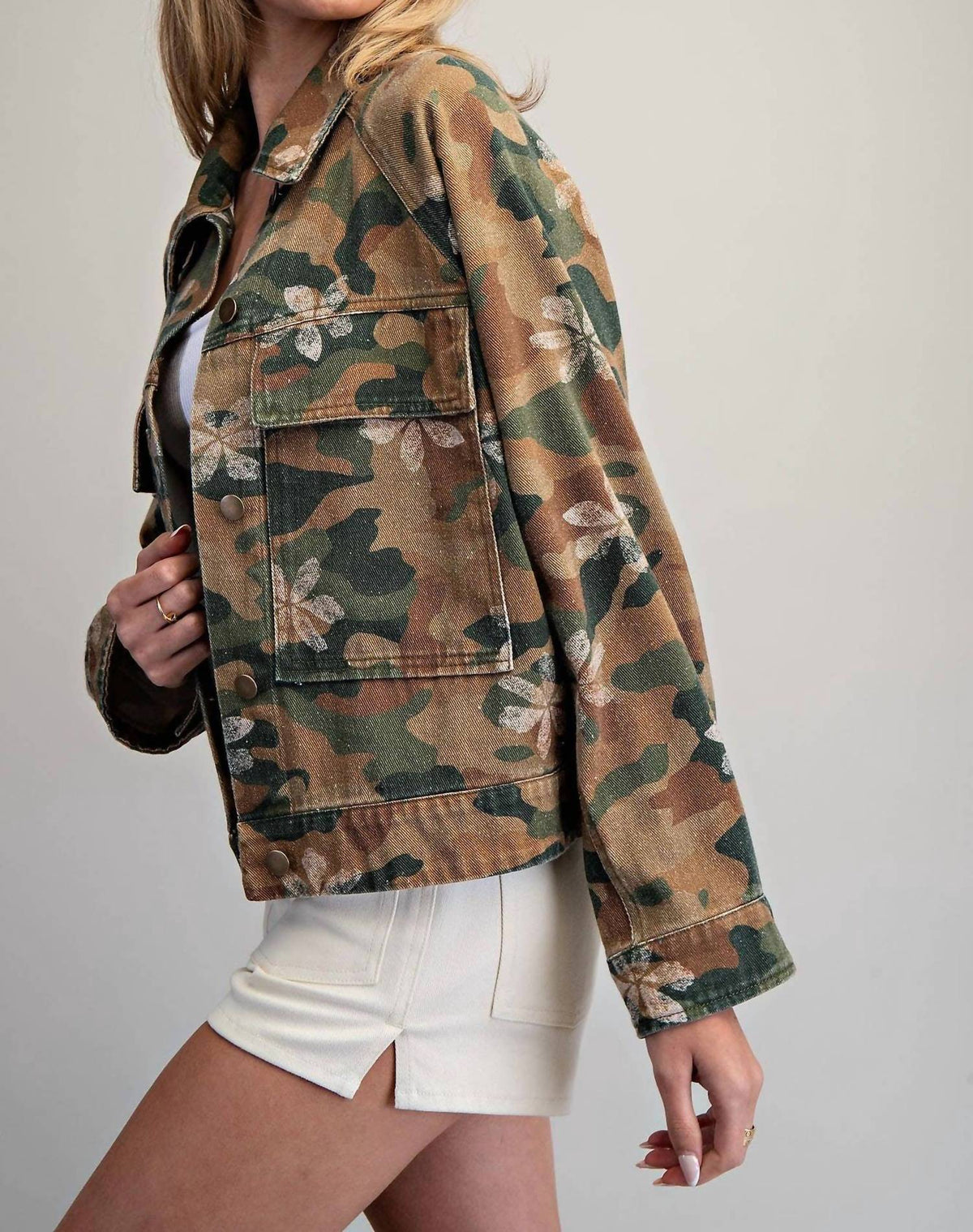 Peace Love Line - Women's Floral Printed Jacket