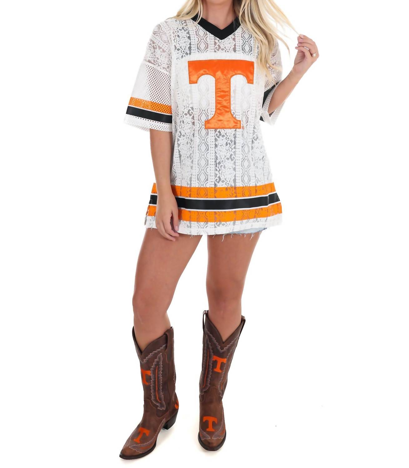 Gameday Couture - Oversized Lace Mesh Fashion Jersey