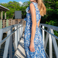 SEALUSTRE Mora Maxi Dress in coastal blue - women's dress - detail view