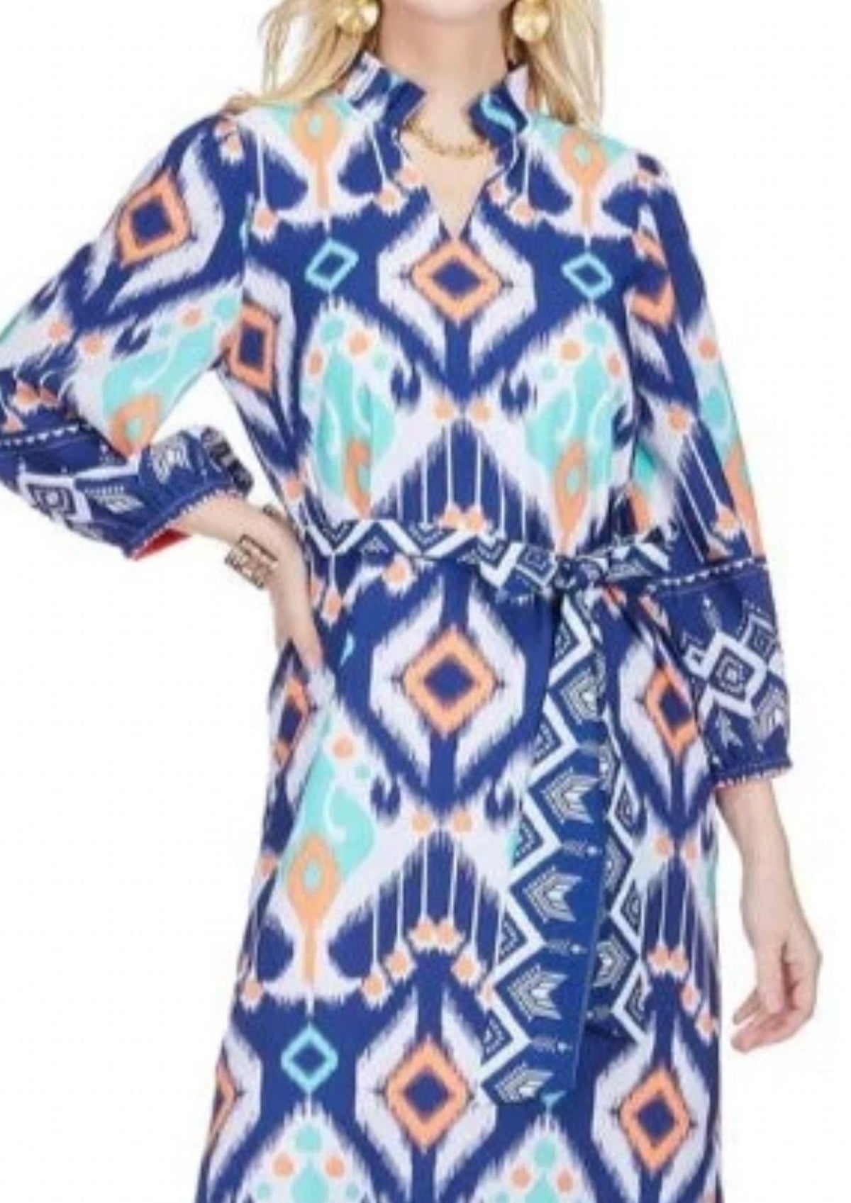 Joy Joy - Split Neck Flounce Midi Dress