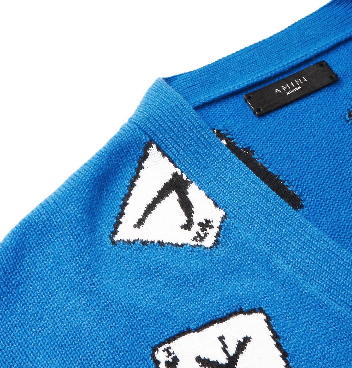 Amiri Cards Intarsia Cardigan Sweater in blue - men's sweater - view 5