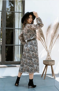 Catia Peacock Chiffon Smocked Midi Dress
