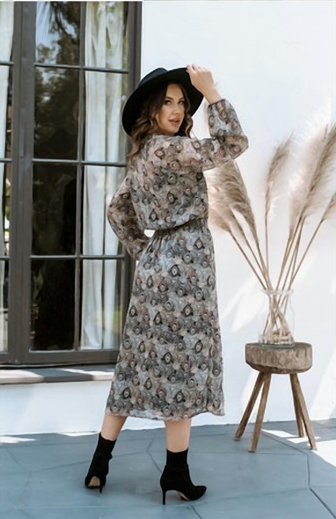 Catia Peacock Chiffon Smocked Midi Dress