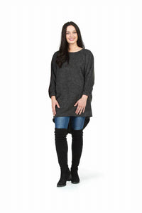 Papillon - Textured Oversized Sweater With Faux Leather Trim