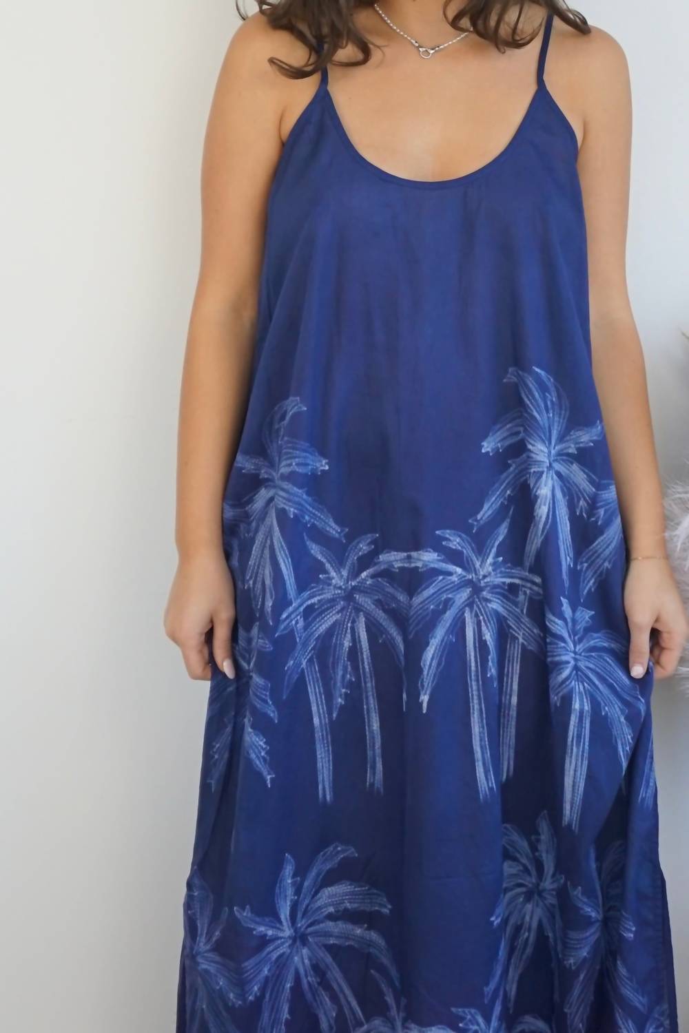 NIBI MTK Pasha Maxi Dress in navy palm shibori - women's dress - alternate view