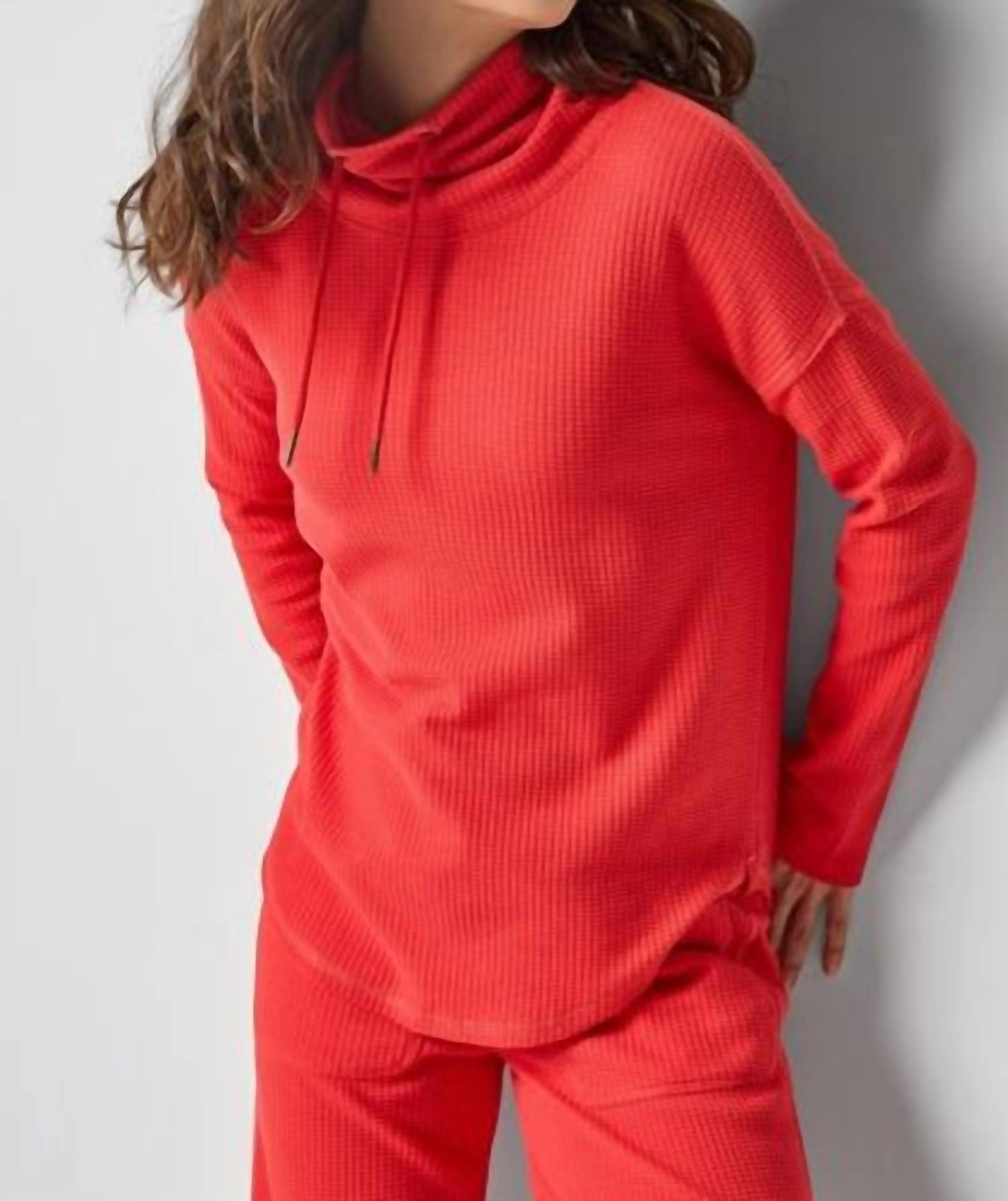 Lilla P - Women's Rounded Hem Mock Neck Top
