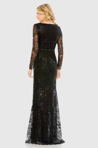 Mac Duggal - Embellished Faux Wrap Long Sleeve Gown